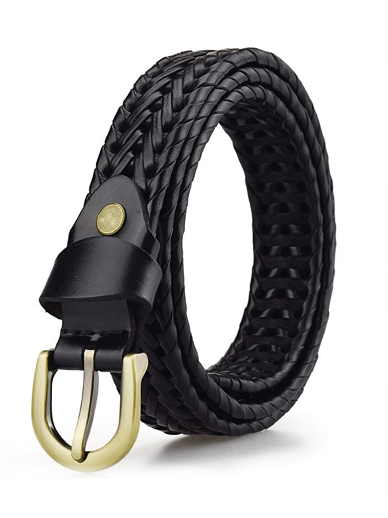 Genuine Leather Hand Knitted Pin Buckle Women Belt /  Alternative Fashion Thin Belt - HARD'N'HEAVY