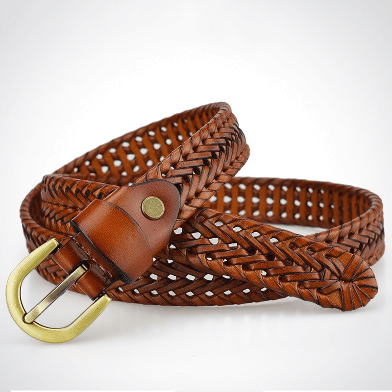 Genuine Leather Hand Knitted Pin Buckle Women Belt /  Alternative Fashion Thin Belt - HARD'N'HEAVY