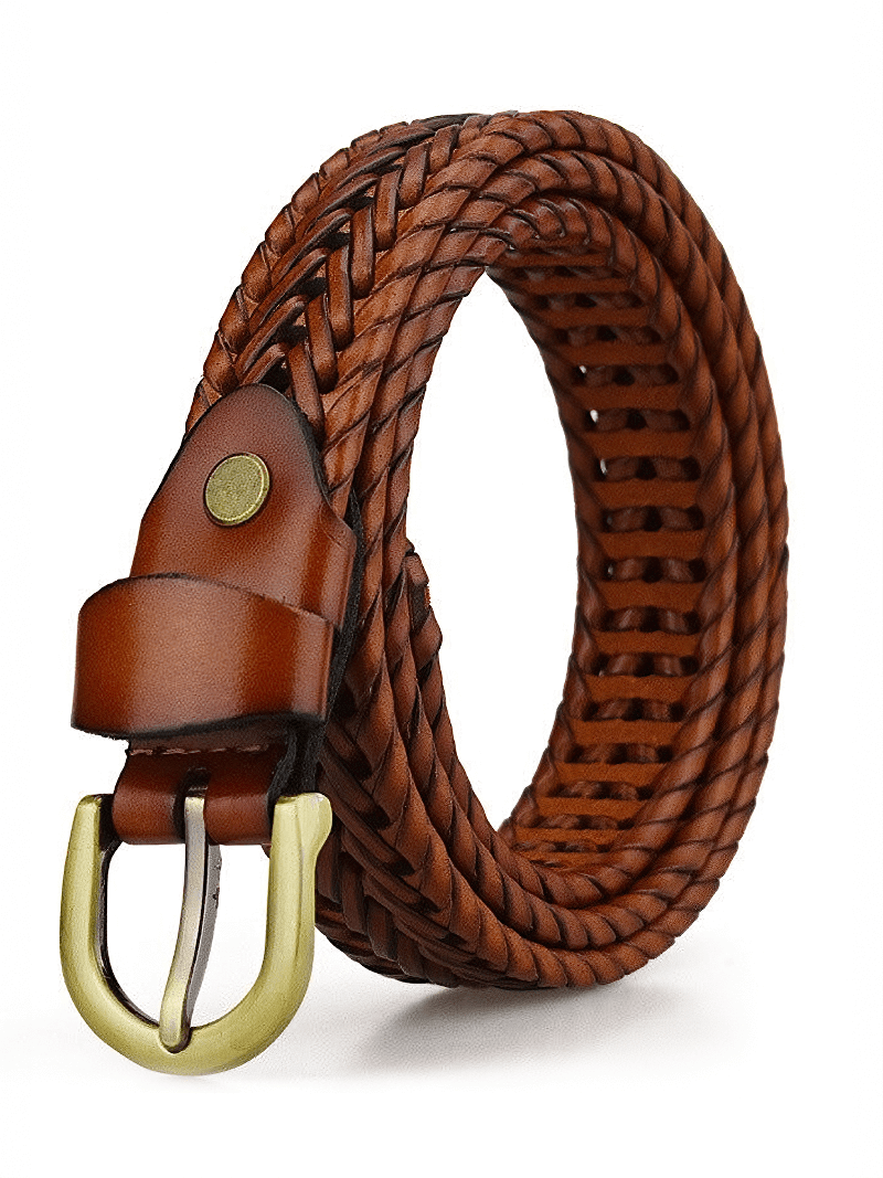 Genuine Leather Hand Knitted Pin Buckle Women Belt /  Alternative Fashion Thin Belt - HARD'N'HEAVY