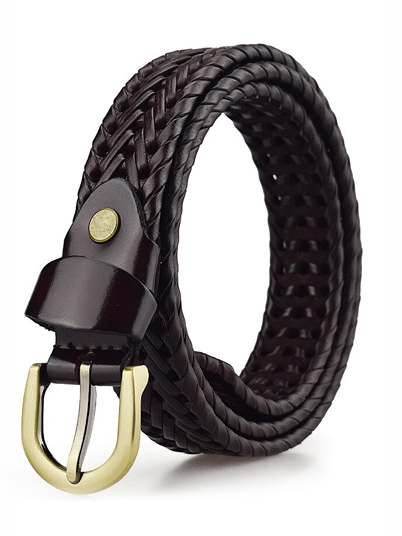 Genuine Leather Hand Knitted Pin Buckle Women Belt /  Alternative Fashion Thin Belt - HARD'N'HEAVY