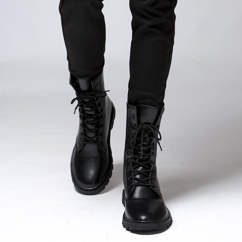 Genuine Leather Lace-up High Top Boots / Quality Fur Warm Winter Shoes for Men - HARD'N'HEAVY