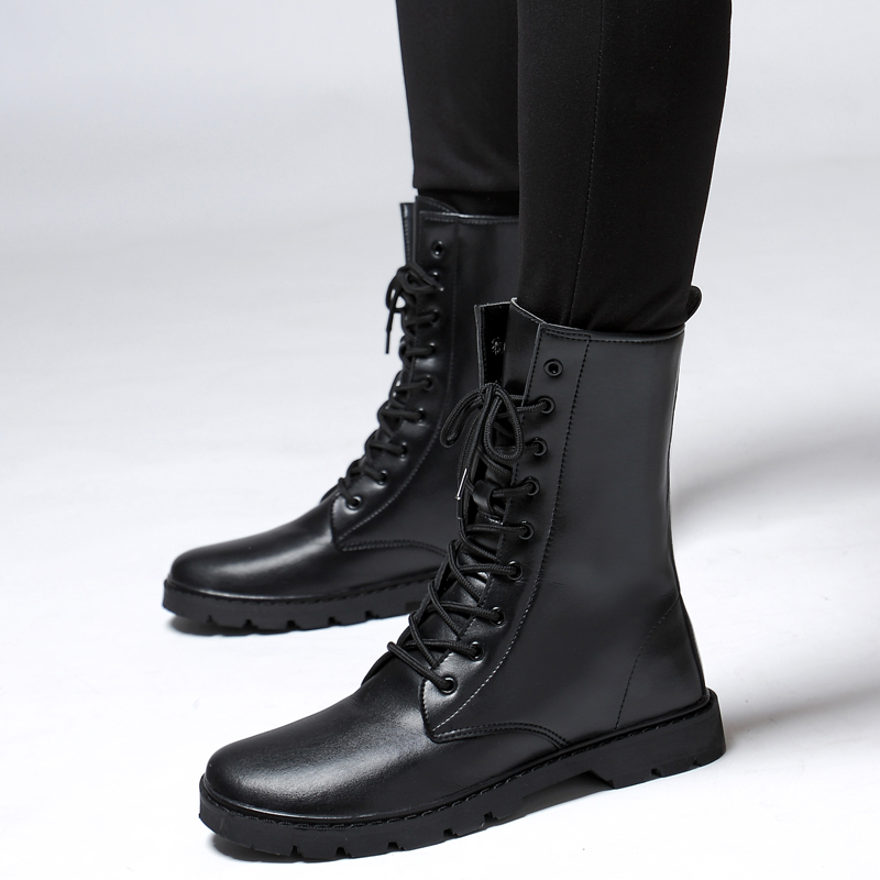 Genuine Leather Lace-up High Top Boots / Quality Fur Warm Winter Shoes for Men - HARD'N'HEAVY