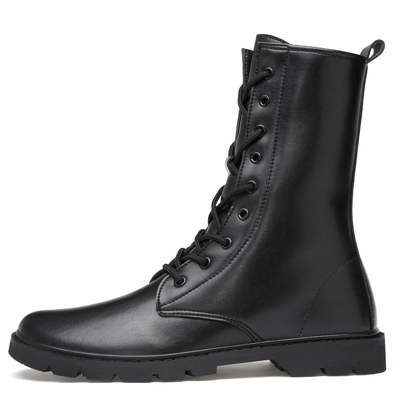 Genuine Leather Lace-up High Top Boots / Quality Fur Warm Winter Shoes for Men - HARD'N'HEAVY