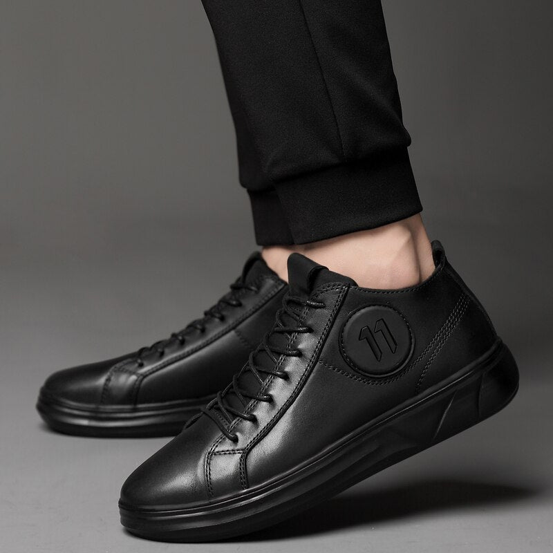 Genuine Leather Mid-top Men Sneakers / Comfortable Alternative fashion Shoes / Rave Outfits - HARD'N'HEAVY