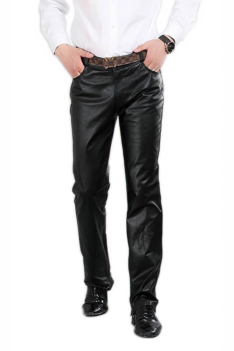 Genuine Leather Pants / Straight Loose Classic Trouser Biker / Gothic Clothing - HARD'N'HEAVY