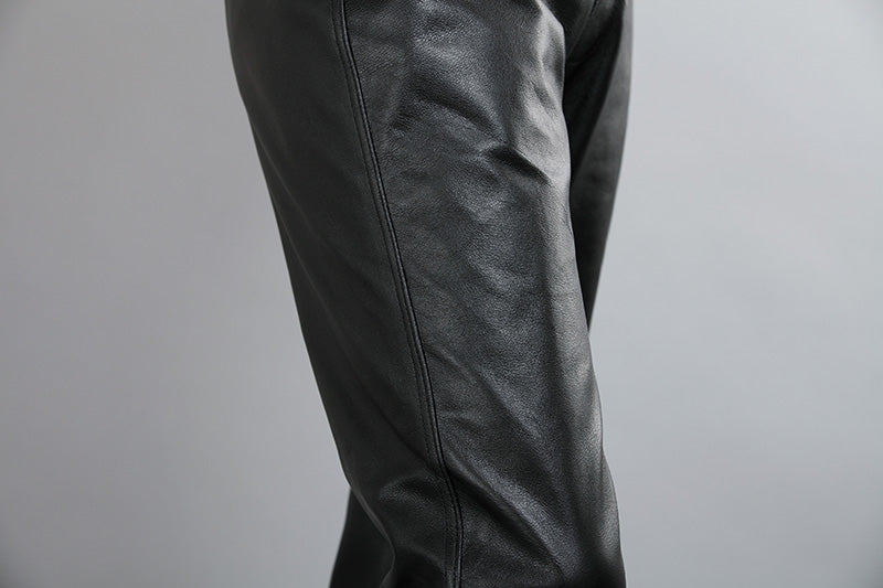 Genuine Leather Pants / Straight Loose Classic Trouser Biker / Gothic Clothing - HARD'N'HEAVY