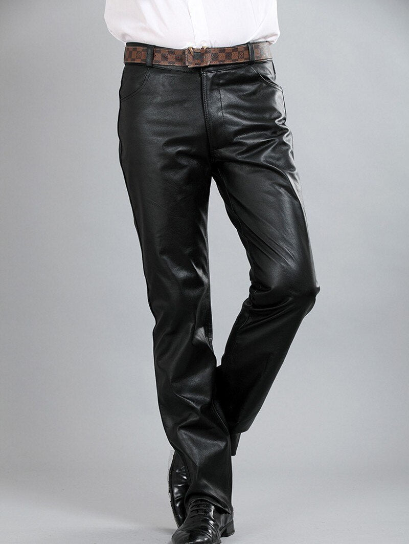 Genuine Leather Pants / Straight Loose Classic Trouser Biker / Gothic Clothing - HARD'N'HEAVY