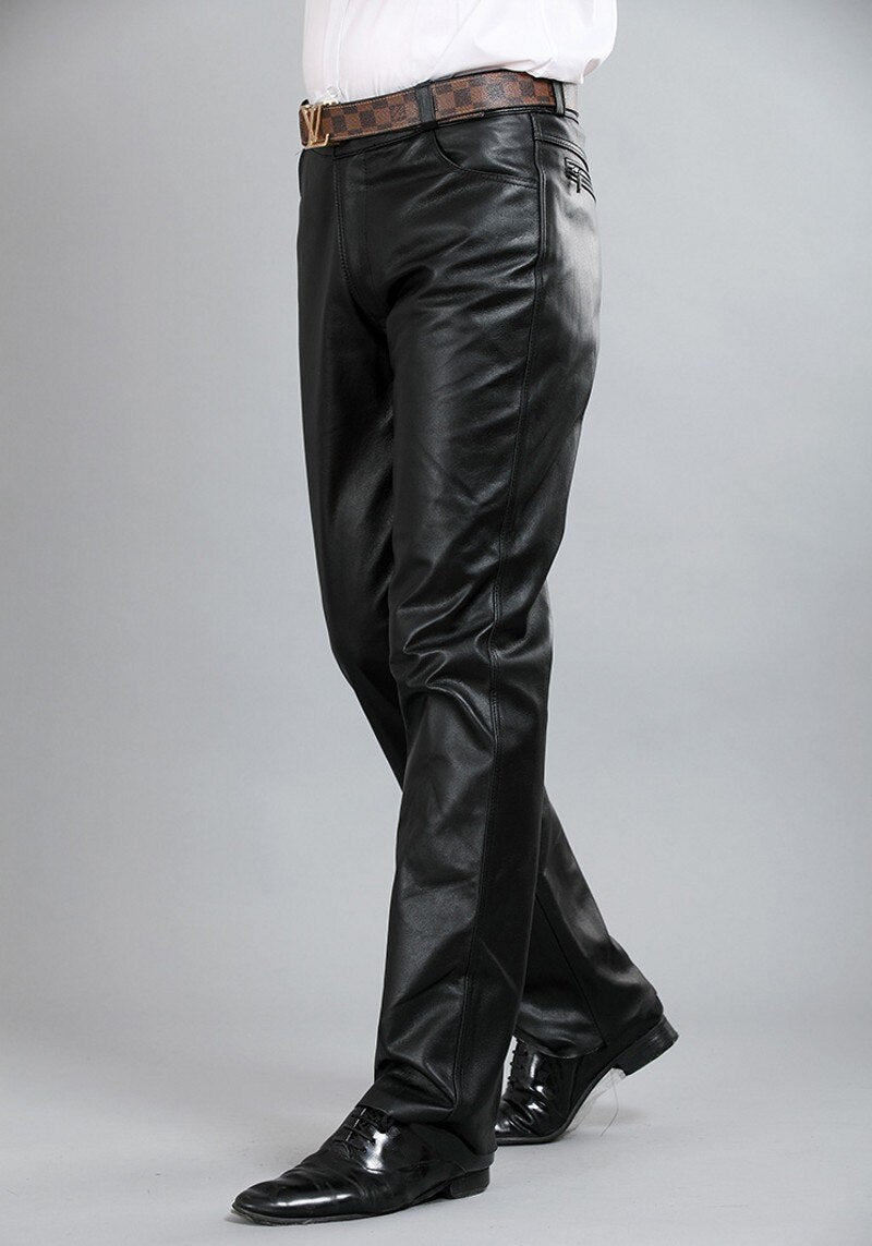 Genuine Leather Pants / Straight Loose Classic Trouser Biker / Gothic Clothing - HARD'N'HEAVY