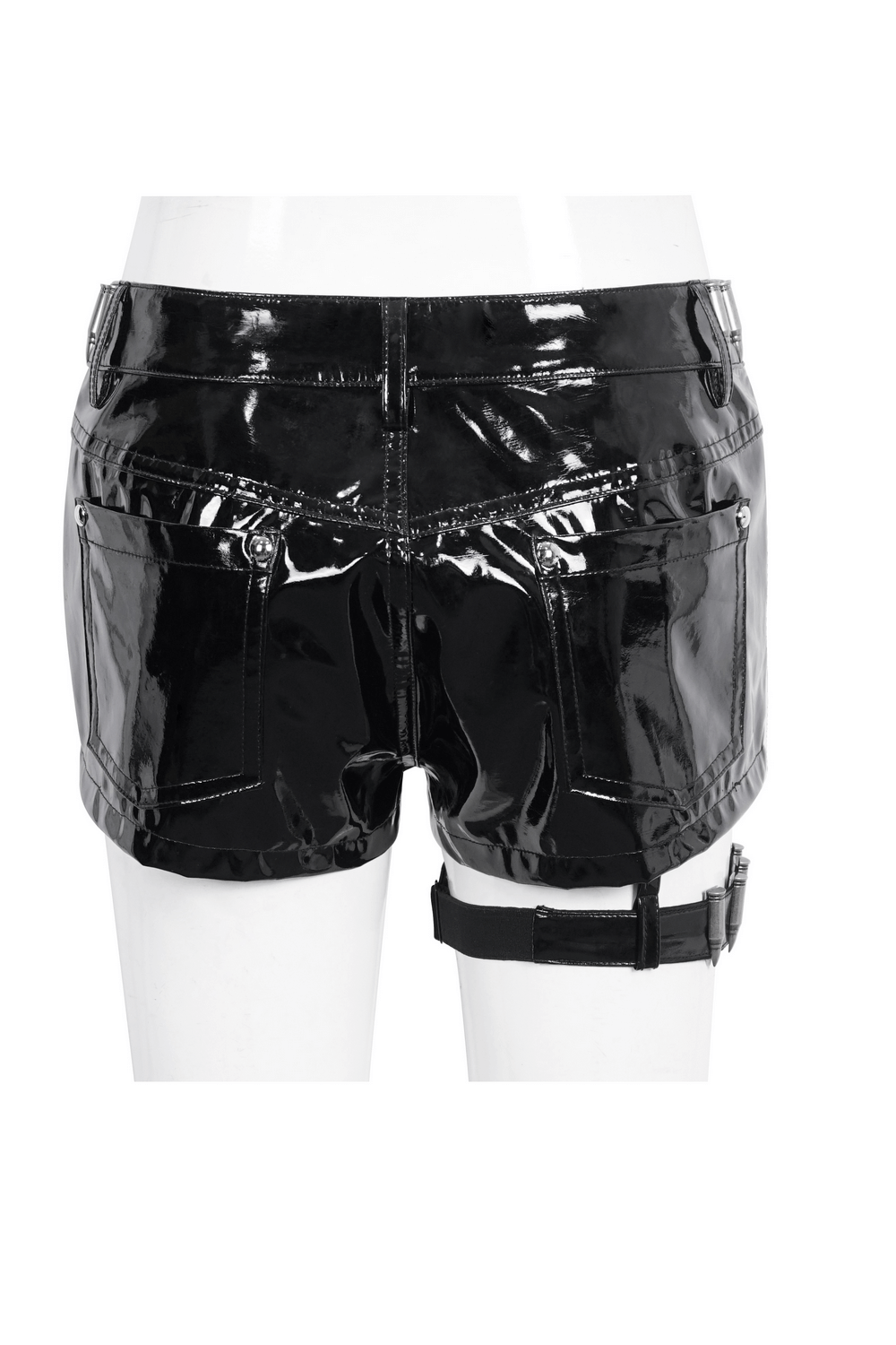 Glossy Black Shorts with Chain Details - Edgy Style