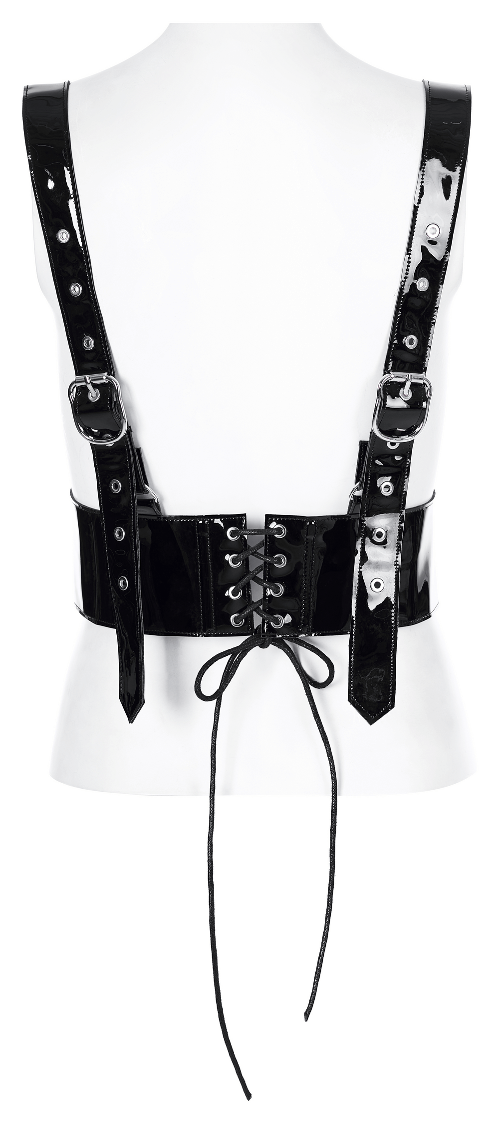 Glossy PU Leather Corset Belt with Metal Accents
