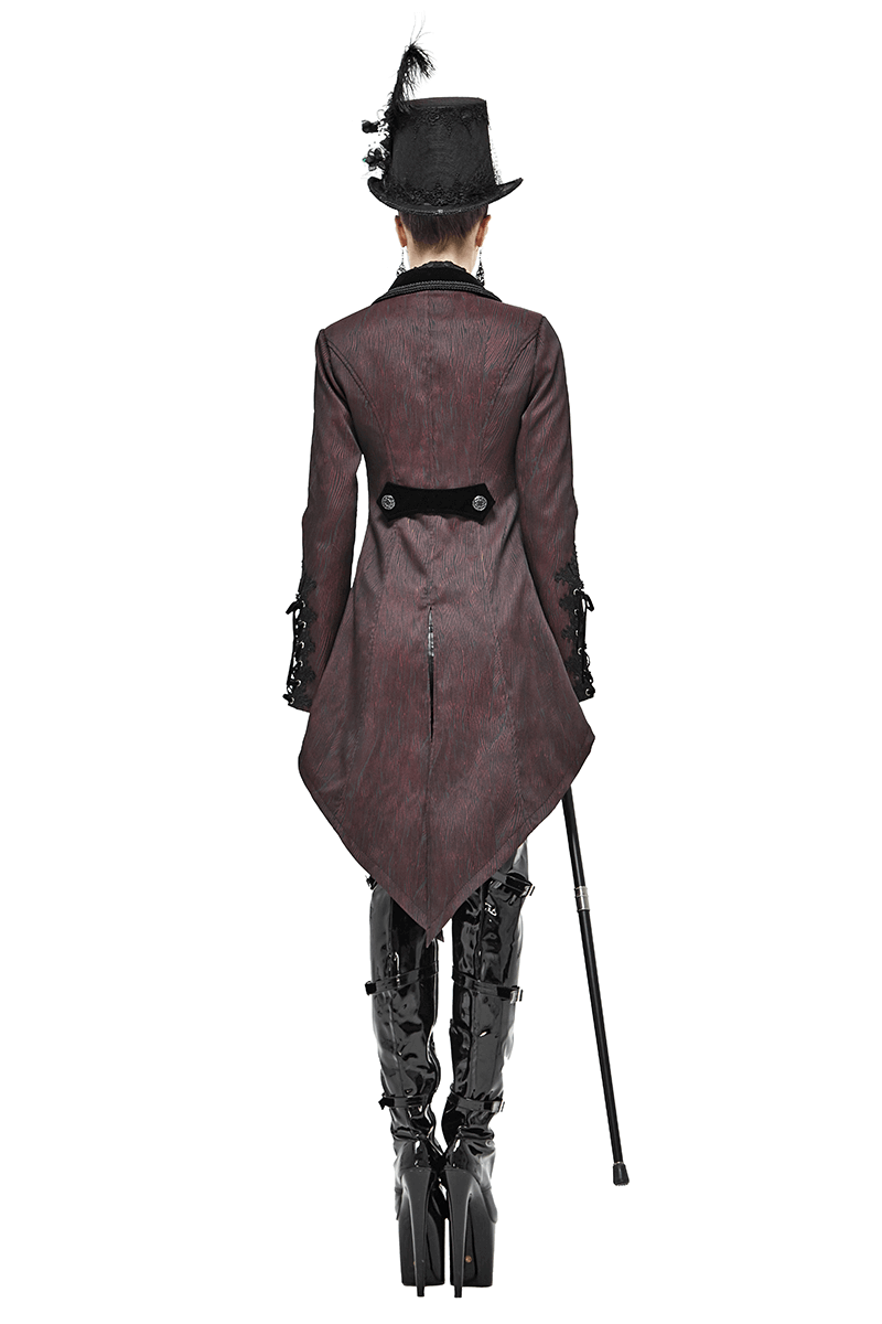 Gorgeous Jacquard Swallow-tailed Coat / Gothic Style Asymmetrical Hem Coat - HARD'N'HEAVY