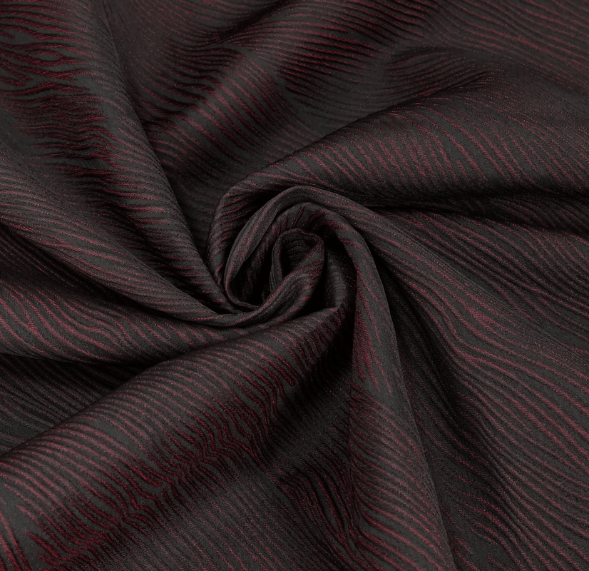 Close-up of rich brown fabric featuring a subtle striped pattern, ideal for vintage gothic clothing.