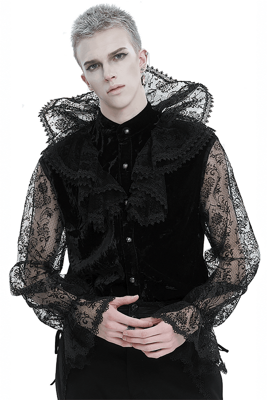 Gothic T-Shirt with Stand Collar and Front Lace-Up Detail main image 0