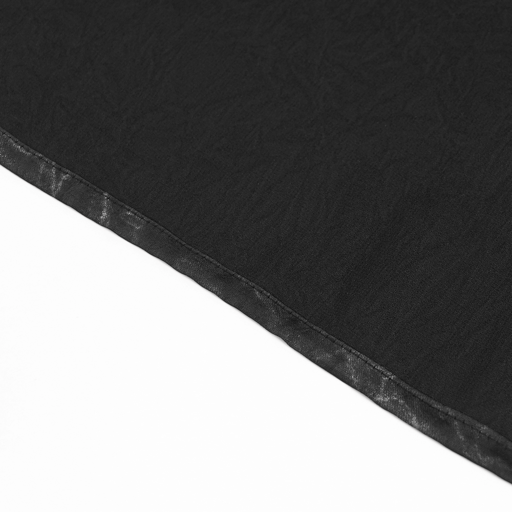 Close-up of the textured fabric of the Goth Button-Up Shirt with PU Harness and Belt Detail, showcasing its smoky marbled finish.