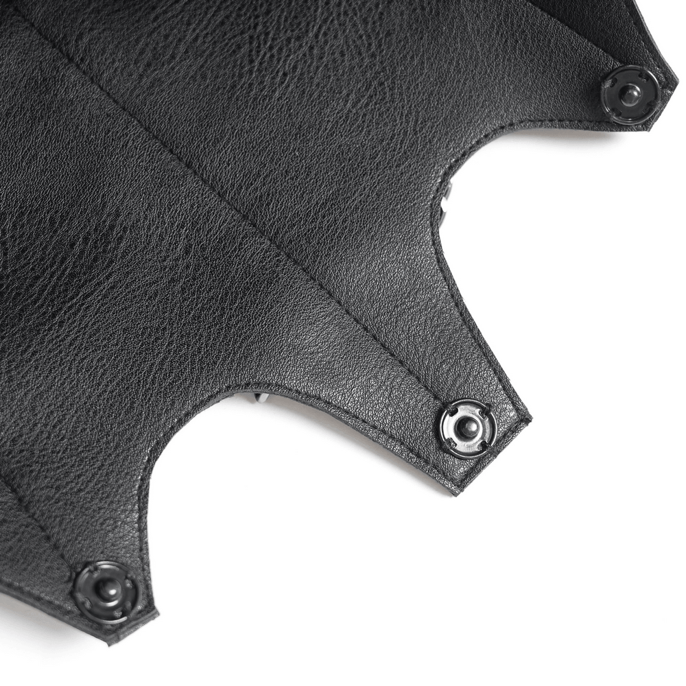 Goth Chain Shoulder Bag with Crown Silhouette Design black faux leather texture and stylish snap closures.