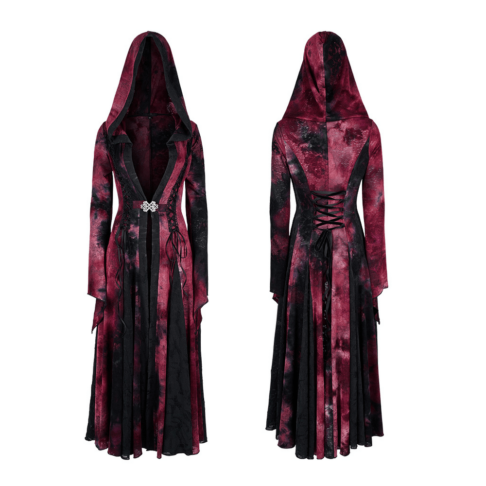 Goth Dark Wizard Hooded Long Coat With Metal Buckle - HARD'N'HEAVY