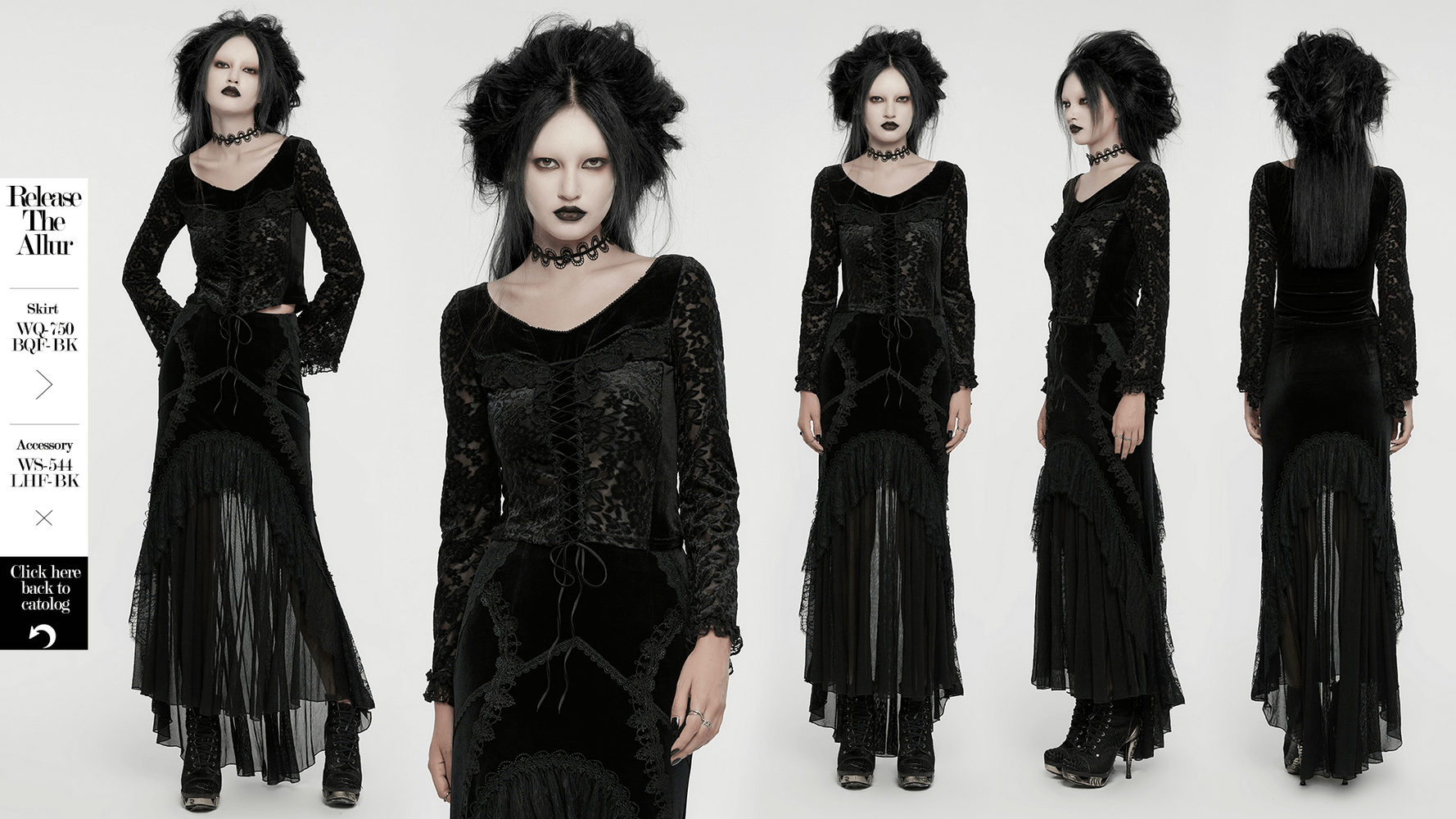 Goth Lace Velvet Top with V-Neck and Corset Lacing