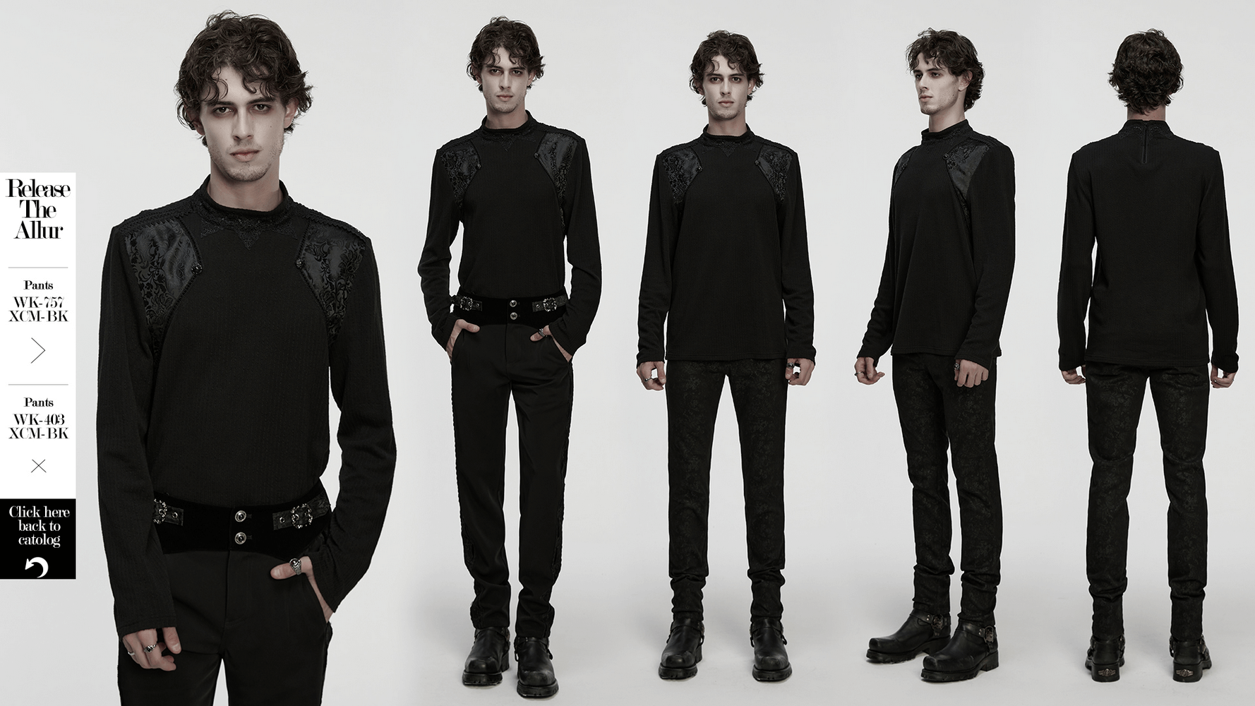 Goth Minimalist Sweatshirt with Shoulder Panels for Men featuring embossed patterns and a drawstring design.