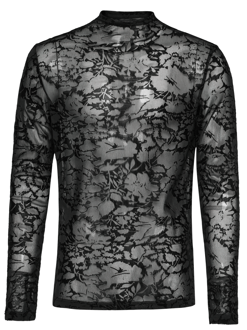 Goth Perspective Printed Mesh High-Neck Top - HARD'N'HEAVY