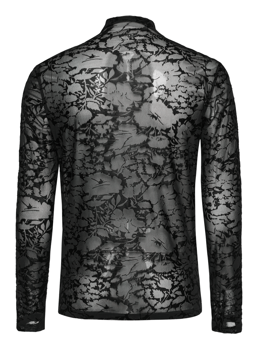 Goth Perspective Printed Mesh High-Neck Top - HARD'N'HEAVY