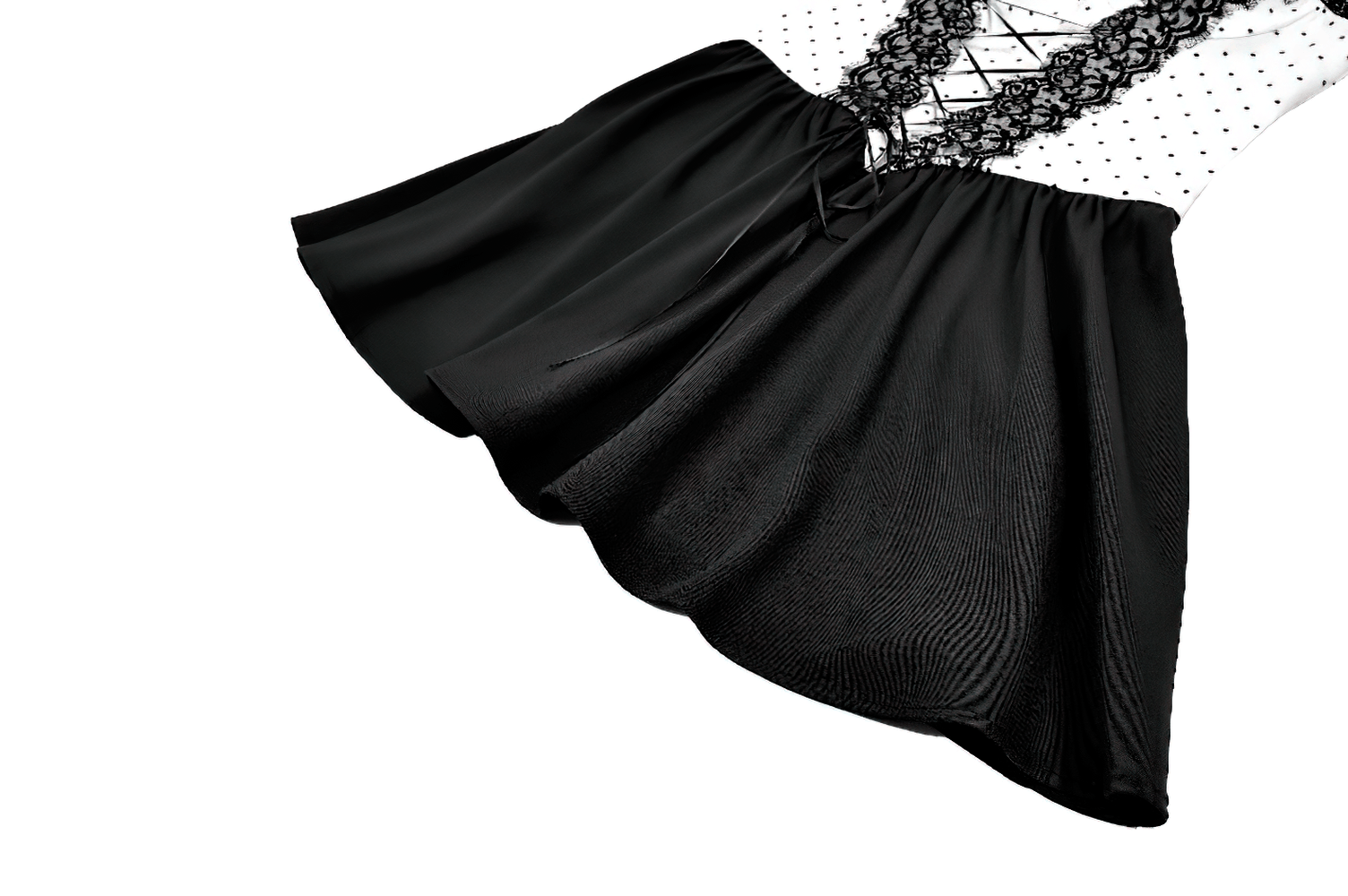 Minivestido gótico de lunares con cuerpo tipo corsé y detalle de cordones entrecruzados
