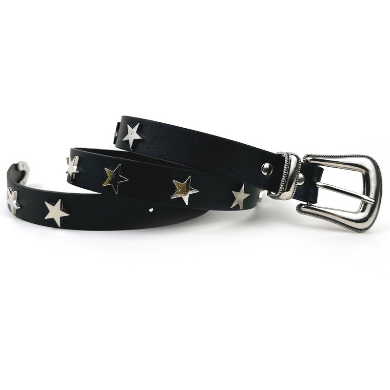 Goth Punk Five Star Pu Leather Buckle Waistband / Rivets Belt for Jeans - HARD'N'HEAVY
