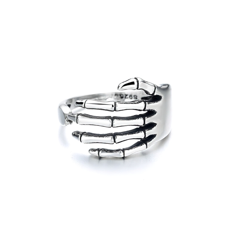 Goth Ring Of Skeleton Hand Hug Finger / Unisex Halloween Accessories / Rock Style Jewelry - HARD'N'HEAVY