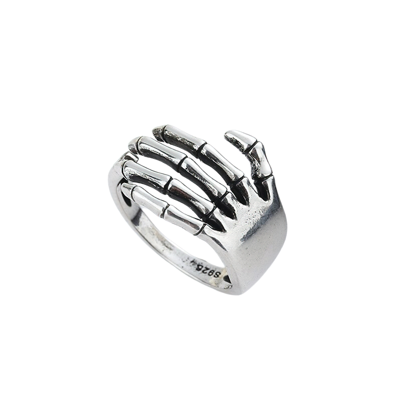 Goth Ring Of Skeleton Hand Hug Finger / Unisex Halloween Accessories / Rock Style Jewelry - HARD'N'HEAVY