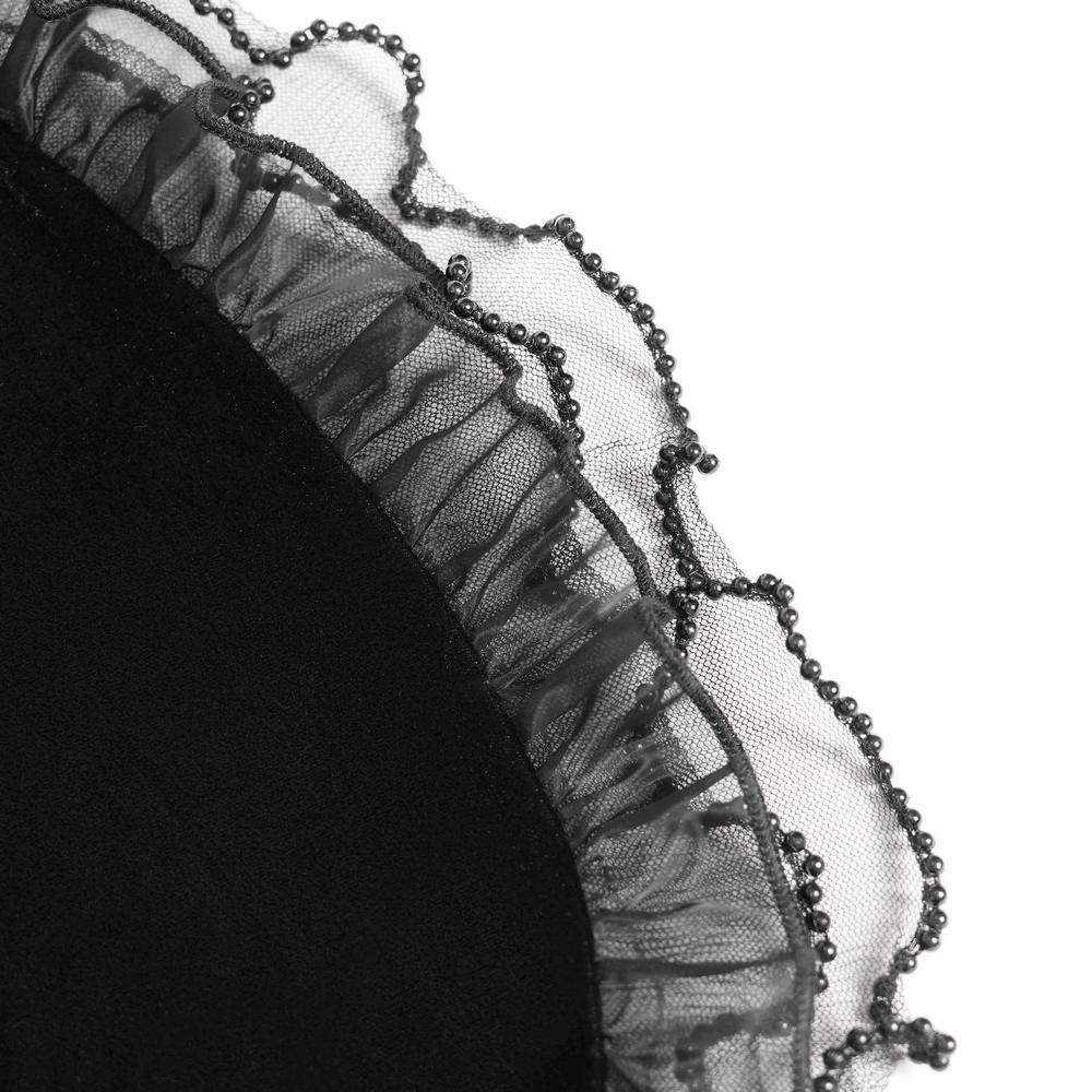 Goth Velvet and Lace Skirt with Ruffle and Rose Detailing, showcasing intricate lace ruffles and detailing.