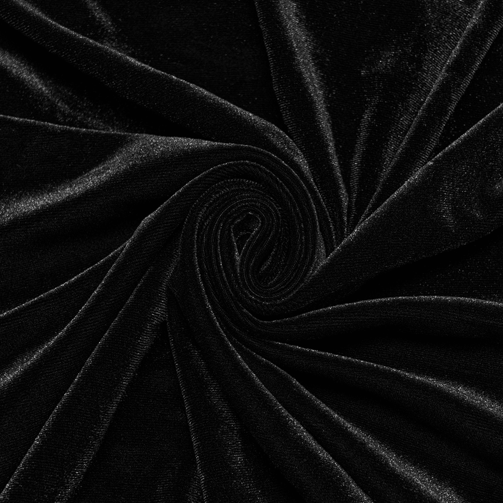 Goth Velvet Pullover Shirt with Victorian Ruffle Collar, black velvet fabric with rich gothic sheen