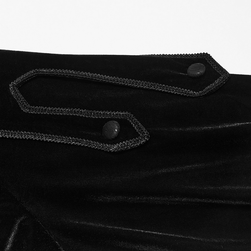 Goth Velvet Pullover Shirt with Victorian Ruffle Collar, black velvet with lace trim and lace-up neckline detail