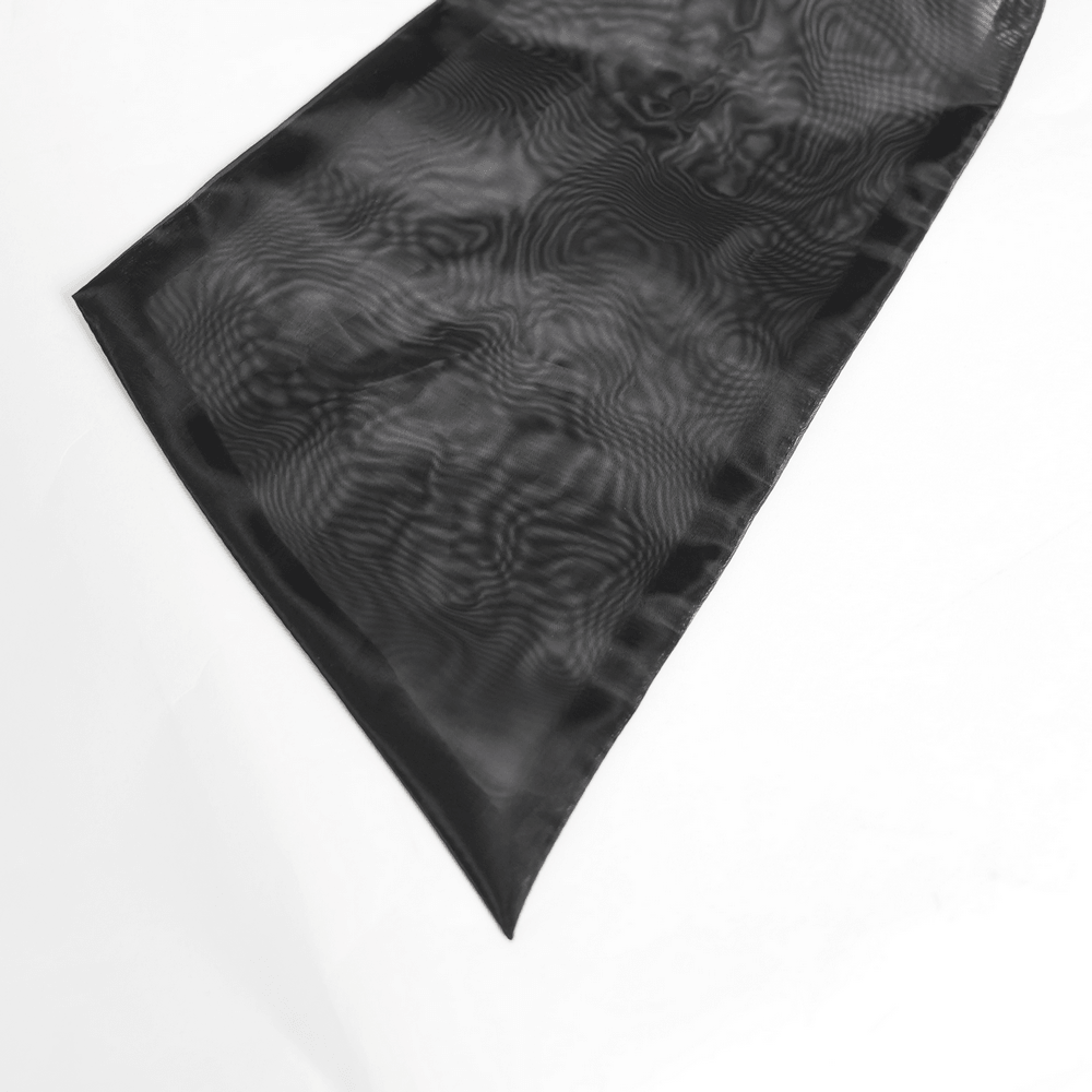 Goth Witch Hat with Roses and Sheer Ribbon Trim for Women showcased on a black sheer ribbon.