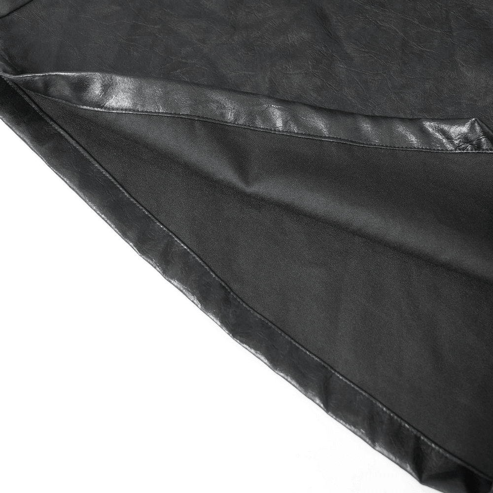 Goth Zip Pants with Detachable Chains and Wide Legs showcasing a close-up of the fabric texture and layered design.