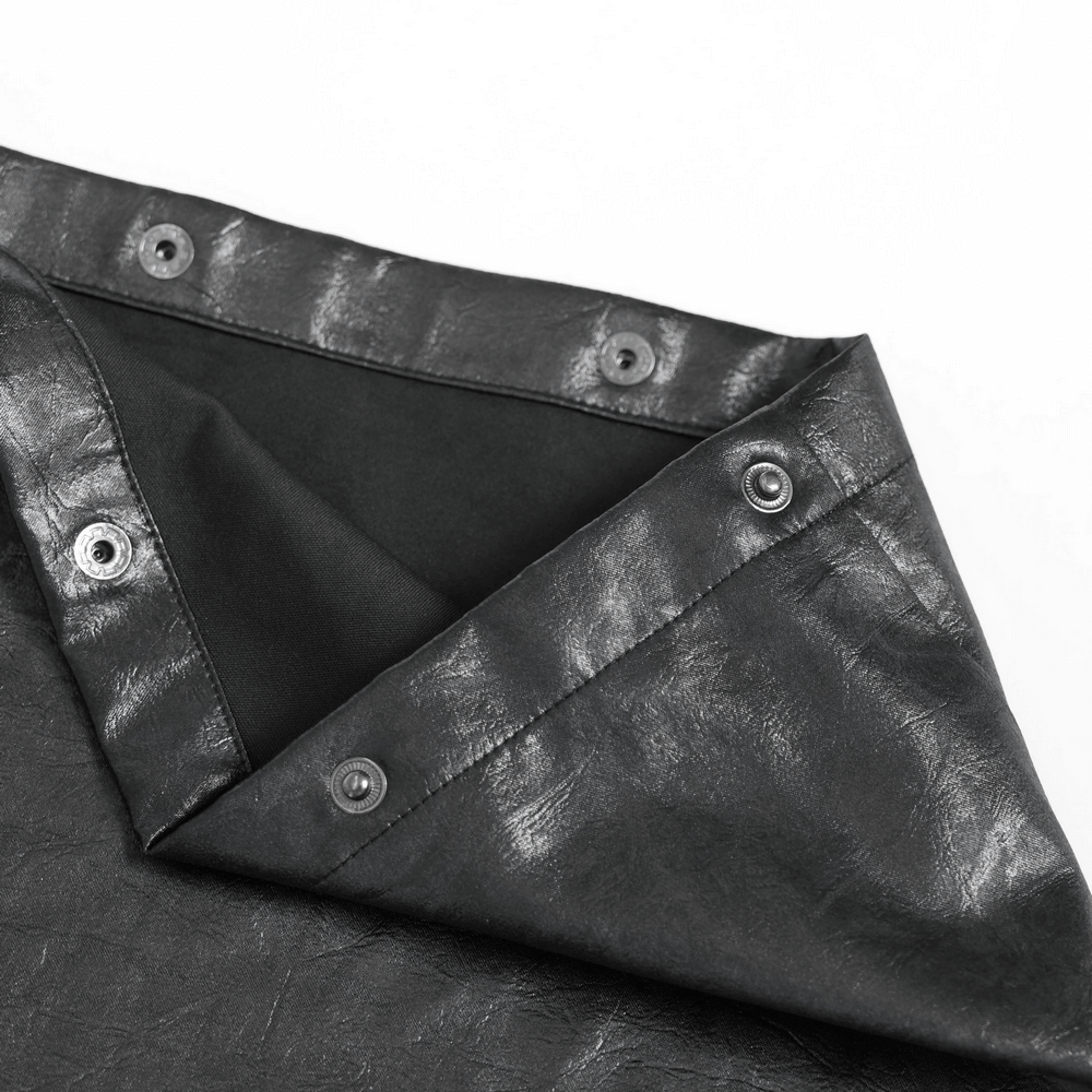 Goth Zip Pants with Detachable Chains and Wide Legs showcasing metal snaps and textured fabric details.