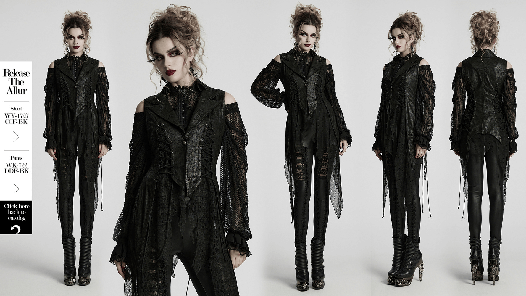Gothic Alien Asymmetric Cape in cracked leather, lace-up design, and mesh for a bold dark fashion statement.