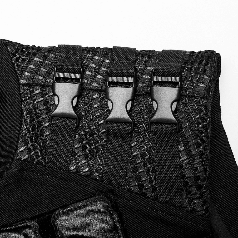 Gothic Armor Vest Faux Fur Denim Zippered - HARD'N'HEAVY
