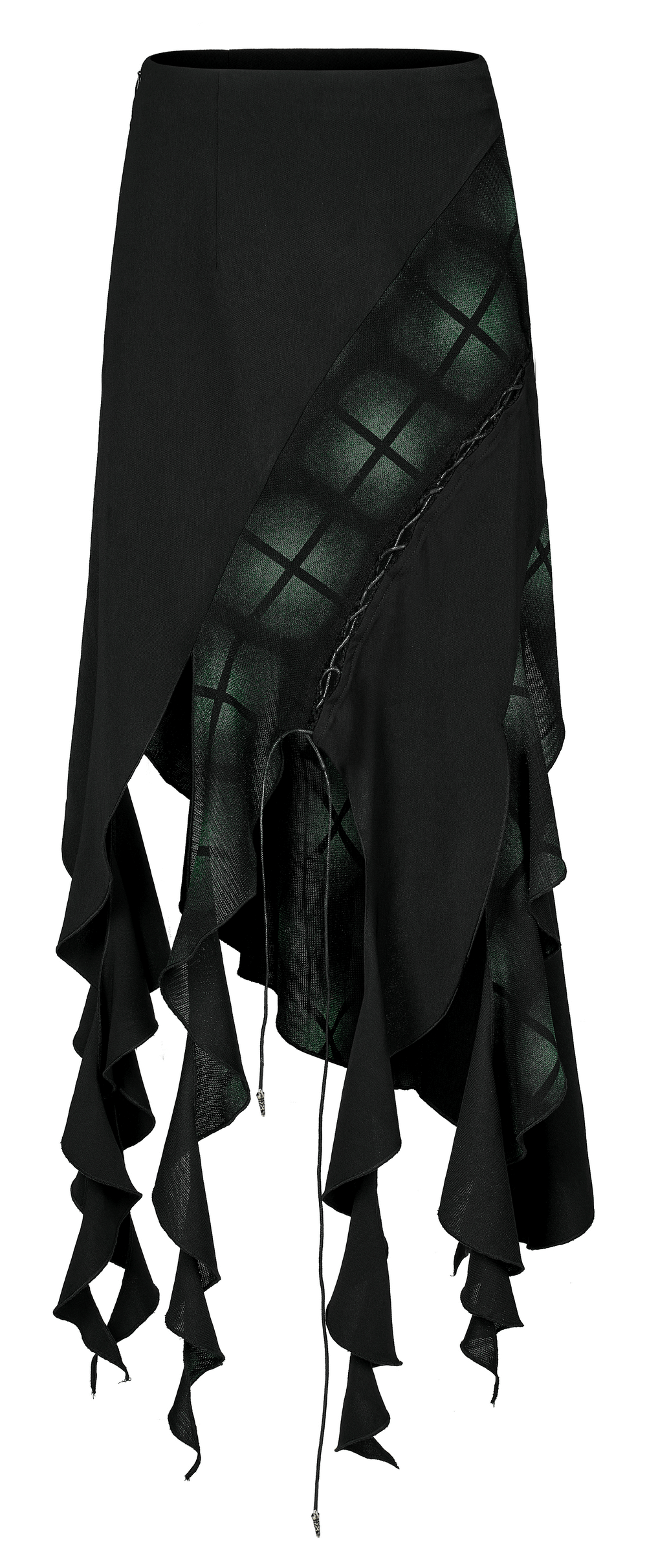 Gothic Asymmetrical Skirt with Ruffle Detailing