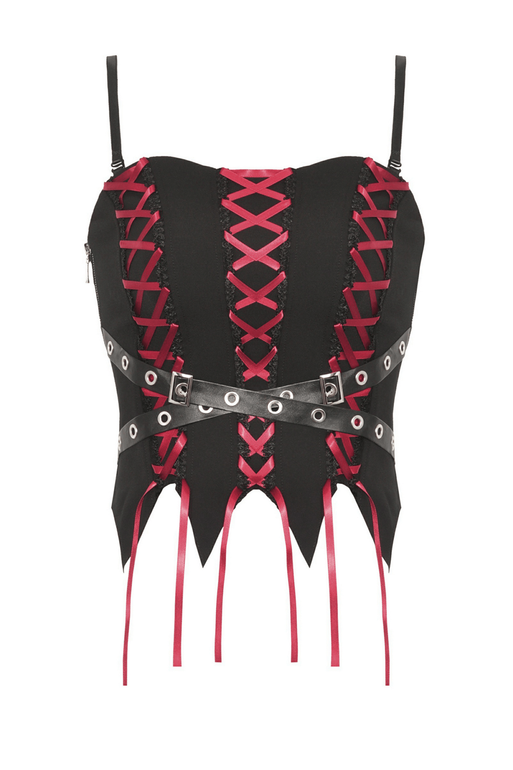 Gothic Bandage Corset with Dramatic Red Ribbon Ties