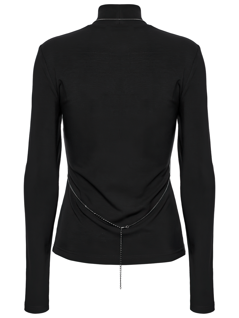 Back view of Gothic Bat Chain Long Sleeve Top showcasing its unique mesh detail and punk chains for an edgy alternative style.