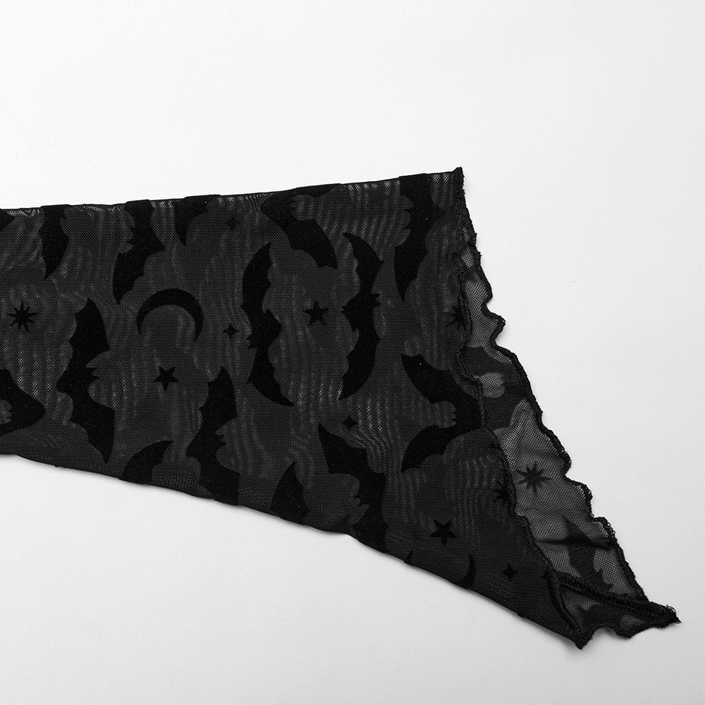 Gothic bat mesh fabric with irregular hem design ideal for a dark, stylish look.