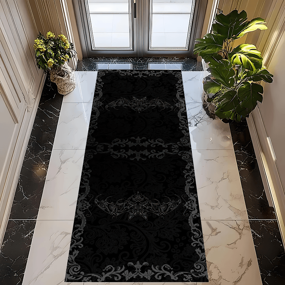 Gothic Bat Runner Rug for Dark Entryway Decor
