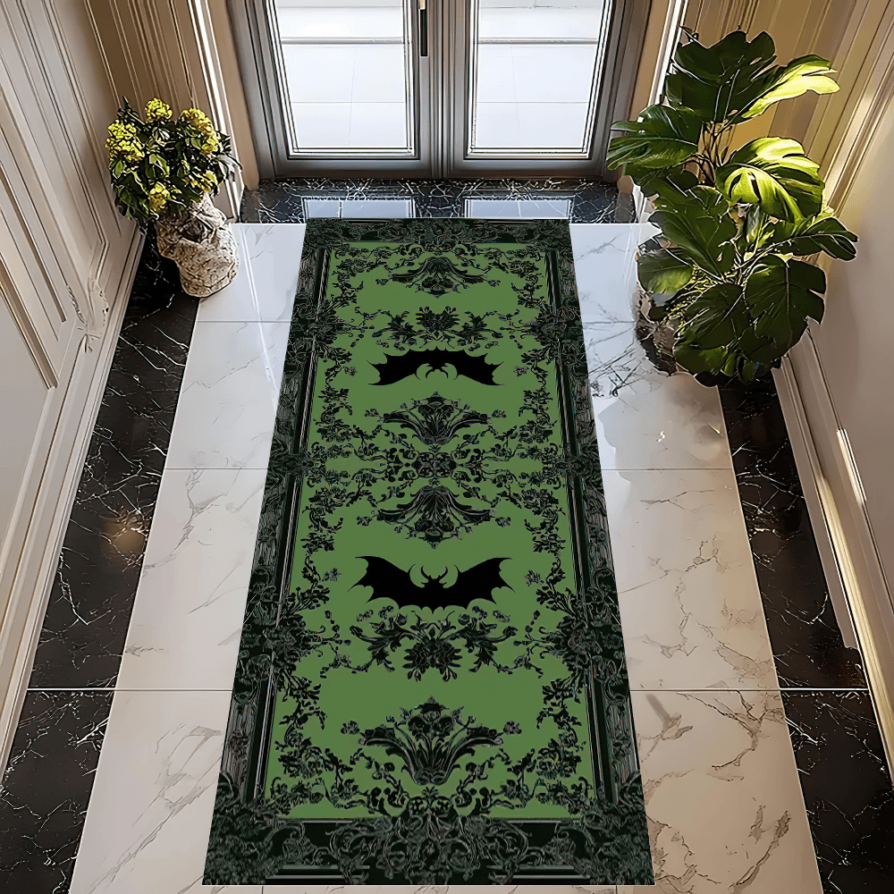 Gothic Bat Runner Rug for Dark Entryway Decor