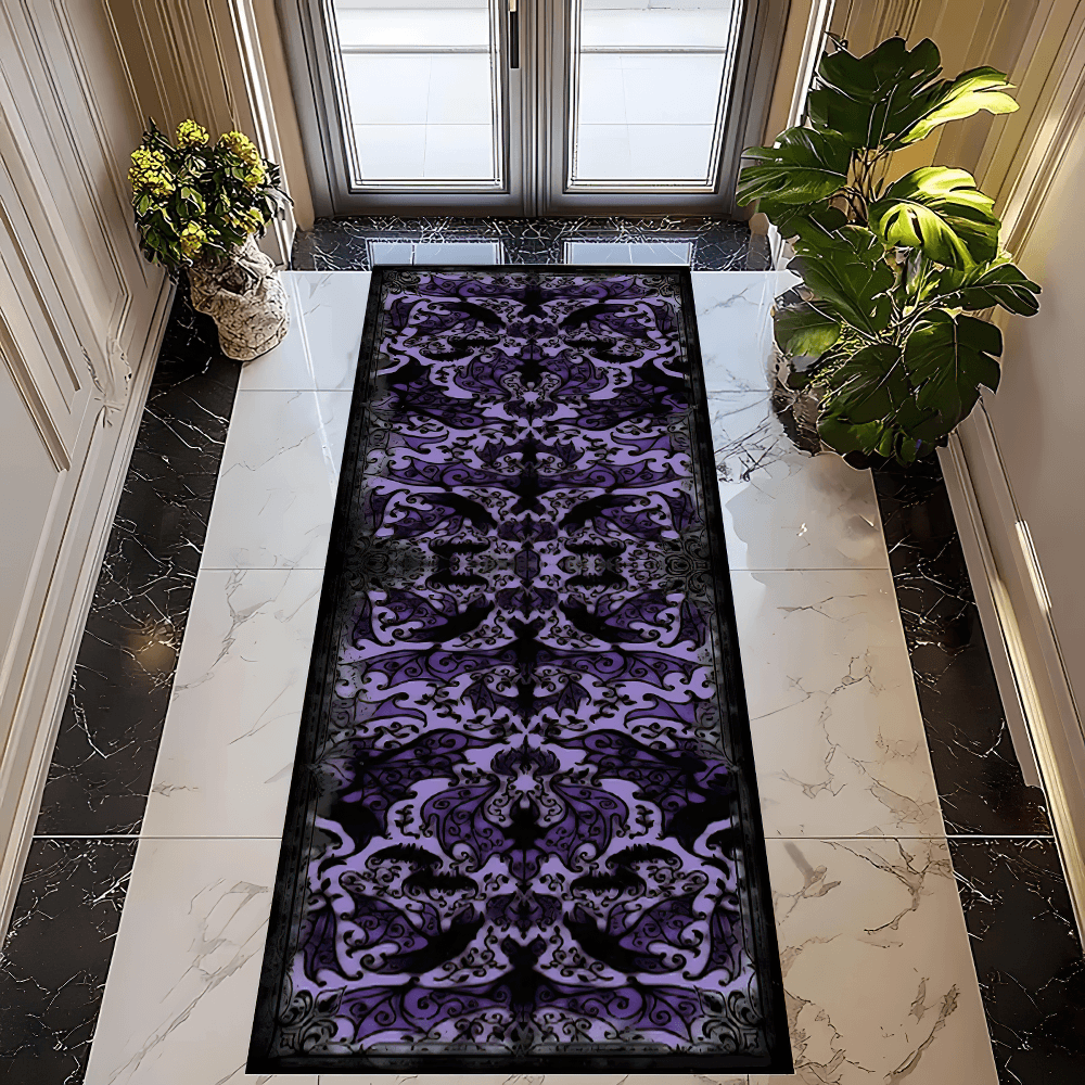 Gothic Bat Runner Rug for Dark Entryway Decor
