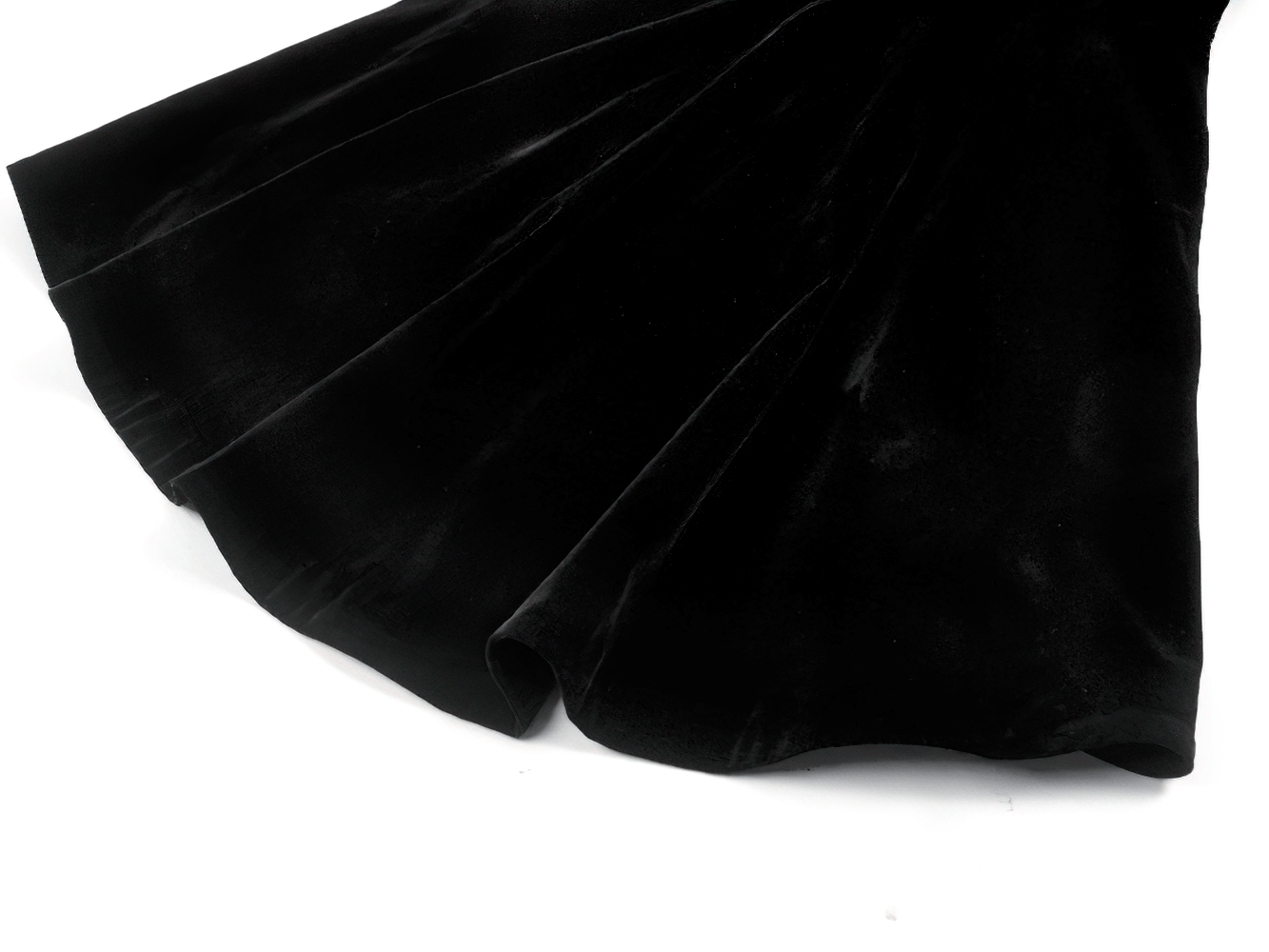 Gothic Bat-Winged Velvet Coat with Cross Collar Detail showcasing luxurious black velvet fabric and flared hem.