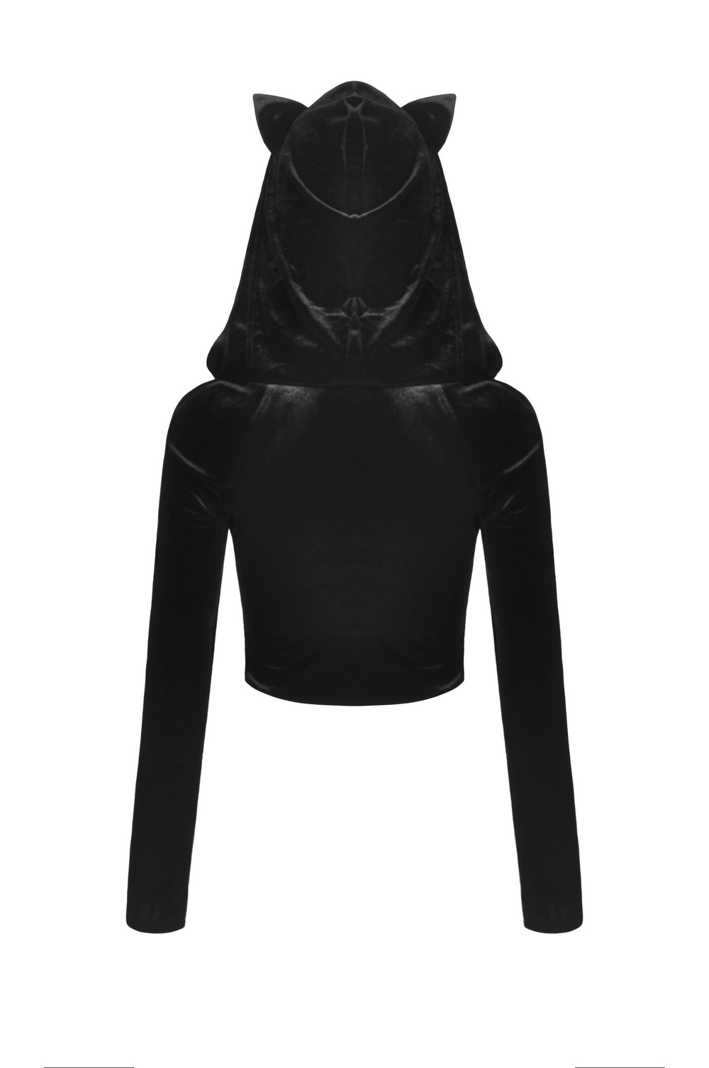 Gothic Batwing Hoodie with Cat Ears and Silver Pendant