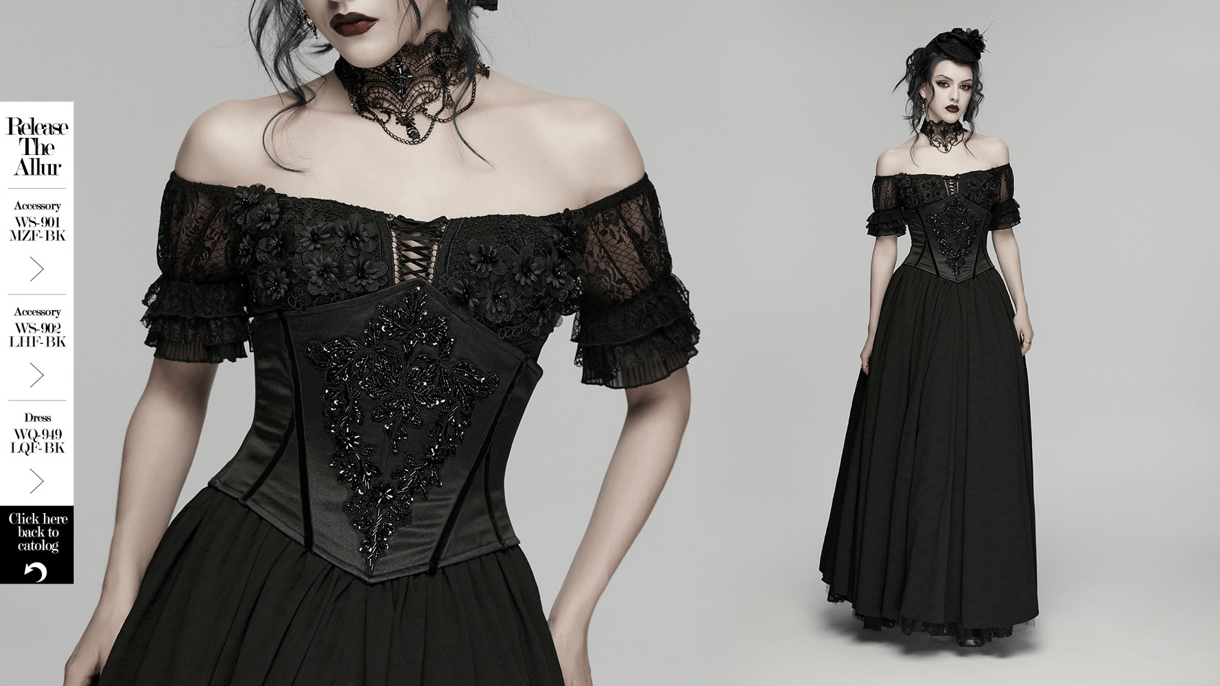 Gothic Bead Embroidered Corset with Lace Up Back featuring ornate bead detailing and a stunning silhouette.