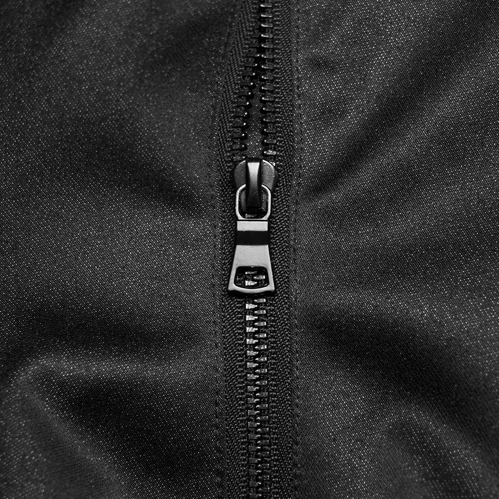 Close-up of the zipper detail on the Gothic Bead Embroidered Corset with Lace Up Back.