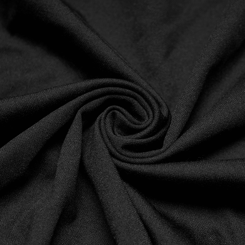 Close-up of soft, smooth black fabric, perfect for gothic style clothing.