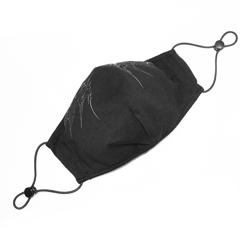 Gothic black butterfly face mask with adjustable elastic bands, stylish unisex accessory for a fashionable look.