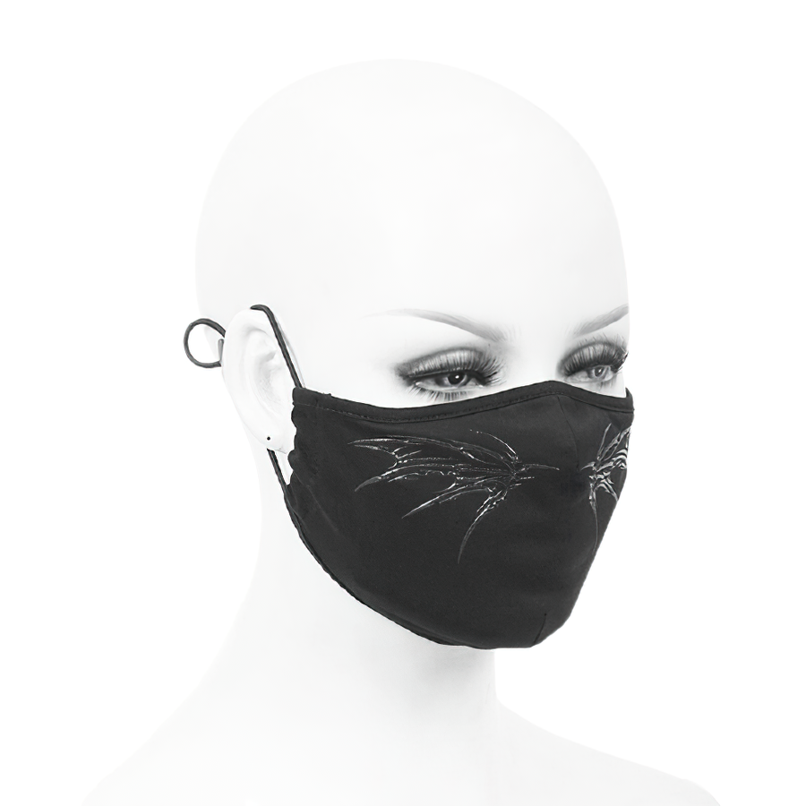 Gothic Black Butterfly Face Mask / Comfortable Mask with Adjustable Elastic Bands - HARD'N'HEAVY